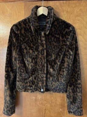 Guess Women’s XS Fuzzy Leopard Jacket
